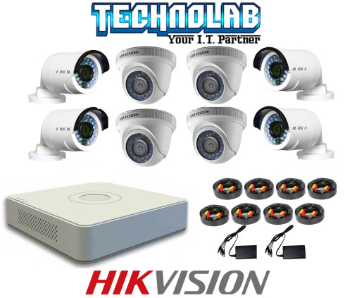 HIKVISION ANALOG 8CH DVR AND 8 CAMERA DIY CCTV KIT - 720p