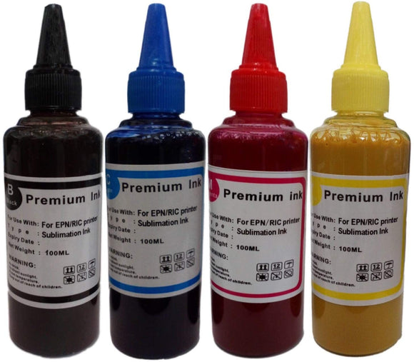 Sublimation Dye Ink Bottles B/C/M/Y - Epson Compatible - 100ml