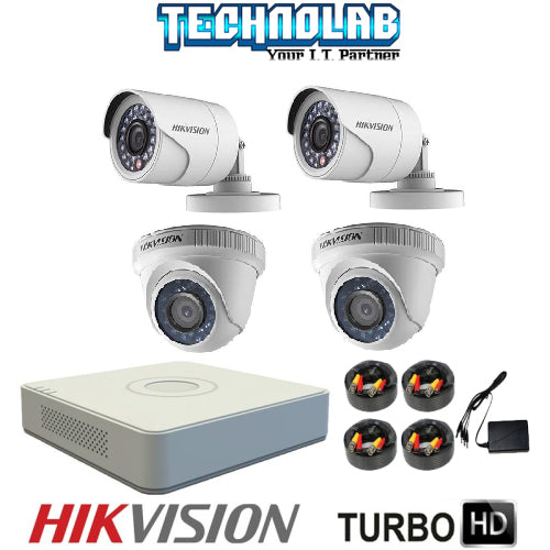 HIKVISION ANALOG 4CH DVR AND 4 CAMERA DIY CCTV KIT - 720P - 4 x 20m Cables
